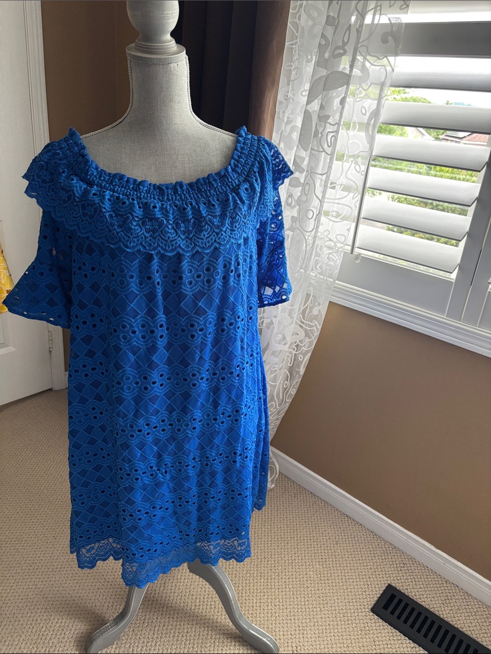 Danny & Nicole Royal Blue Lace Midi Dress